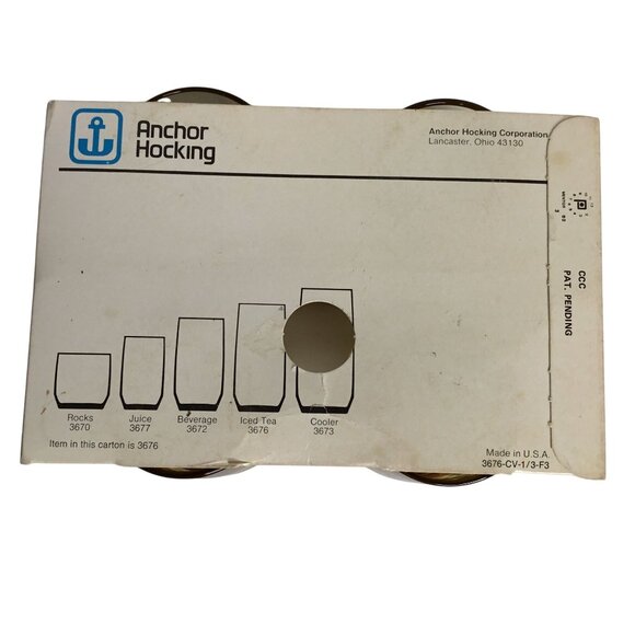 ANCHOR HOCKING Vintage Striped Cooler Iced Tea Glasses Set of 4 NOS Box USA 16oz - Picture 6 of 9
